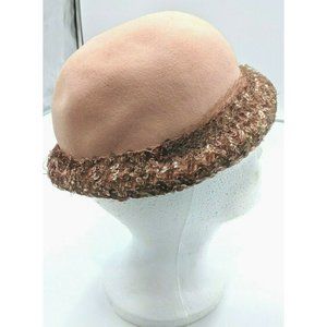 Vintage Marshall Field Clanridge Bar Glenover Felt & Sequin Hat Peach/Pink